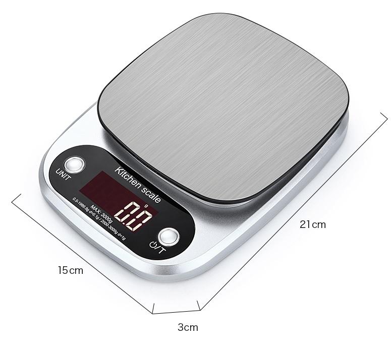 Cân nhà bếp Kitchen Scale 0.1g max 3kg mặt cân inox chính xác