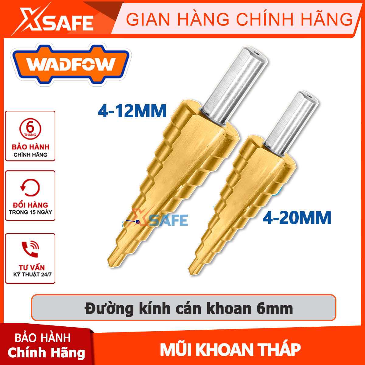 Wadfow wjd1401 Tower drill bit size 4-12mm, 4-20mm drill Dia 6mm Tower drill bit high speed HSS material, genuine-step drill bit