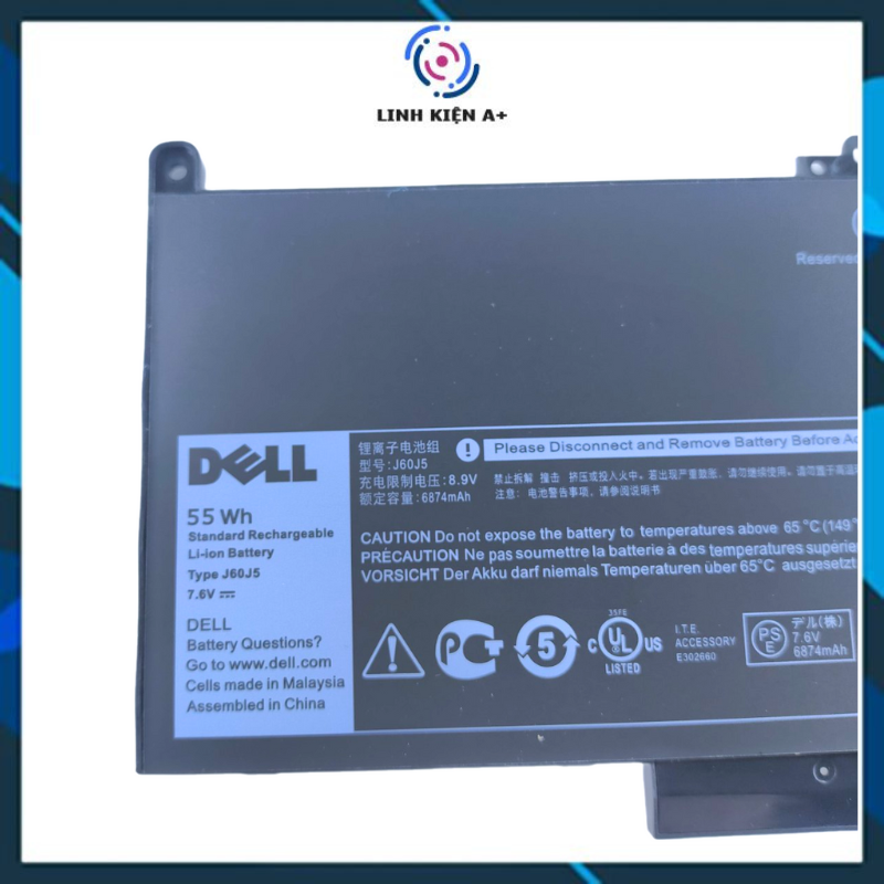 Battery Dell Latitude e7270 e7470 j60j5 55Wh [zin]