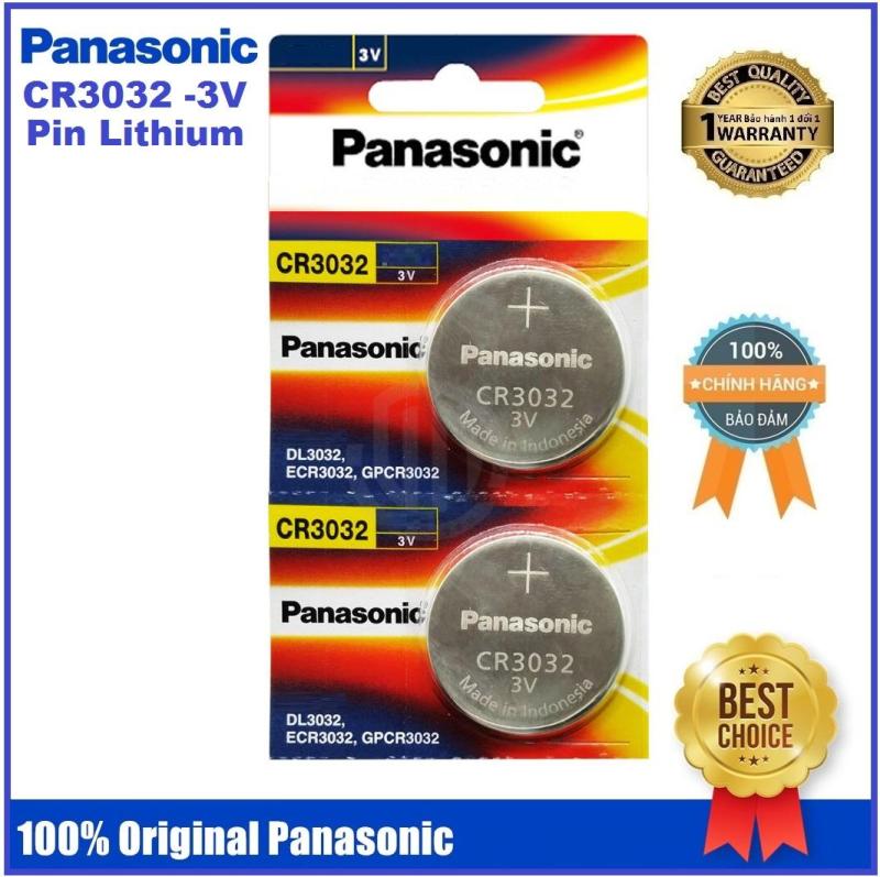 Vỉ 2 viên pin nút áo Panasonic Lithium CR3032 - 3V kích thước 30mm x 3,2mm Made in Indonesia