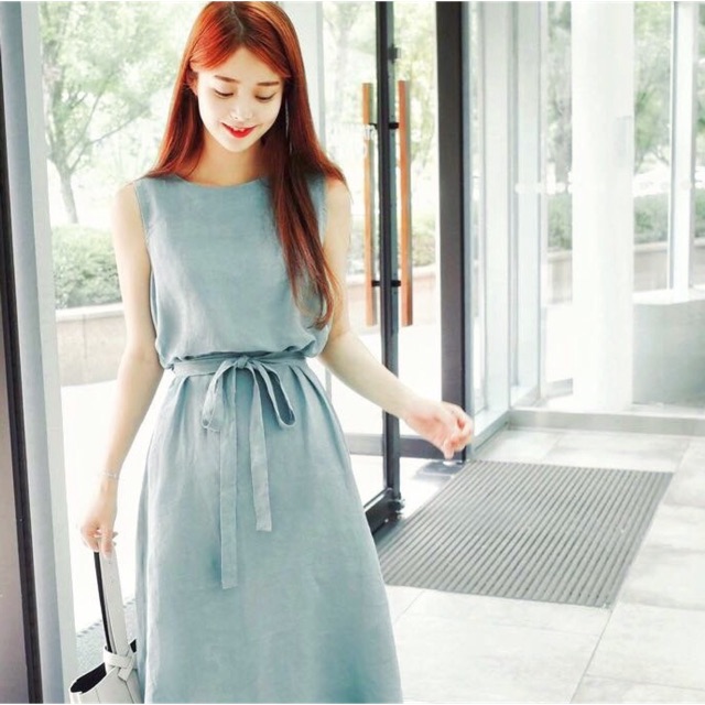 Đầm mint cột eo