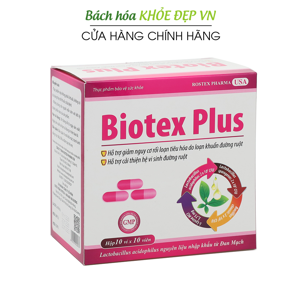 Viên uống Biotex Plus giảm rối loạn tiêu hóa, giảm tiêu chảy, táo bón