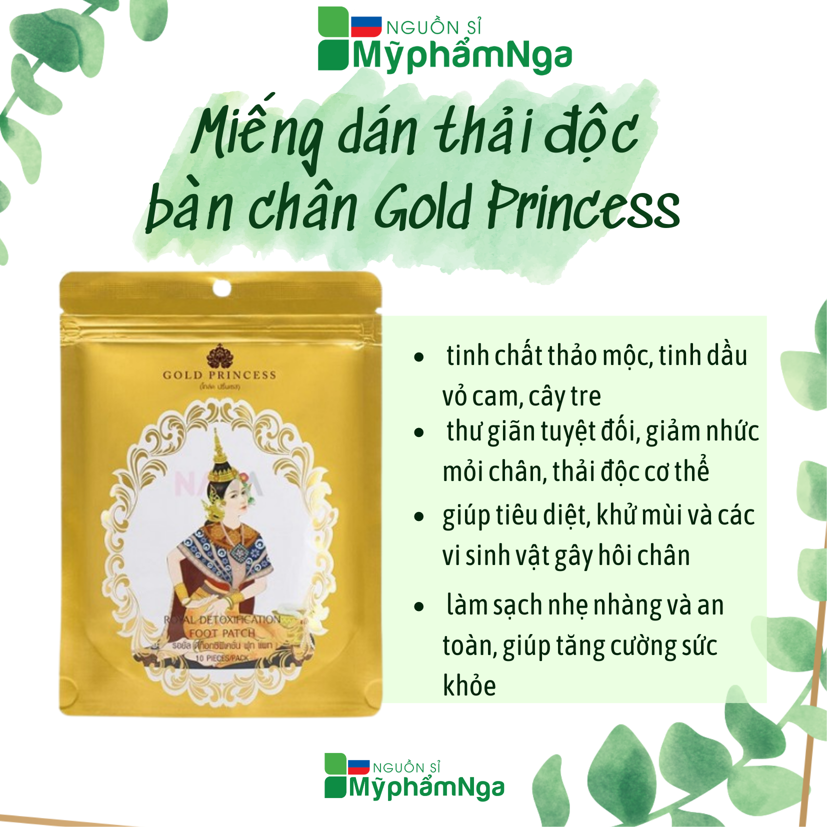 Miếng dán thải độc bàn chân Gold Princess Thái Lan