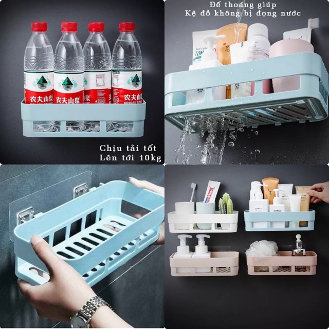 KỆ CHỮ NHẬT ĐA NĂNG DÁN TƯỜNG CƯỜNG LỰC KHÔNG CẦN KHOAN VÍT, Kệ Để đồ Đa năng hình Chữ nhật Dán tường Siêu chắc - Kệ bếp, kệ nhà tắm hút chân không dán tường