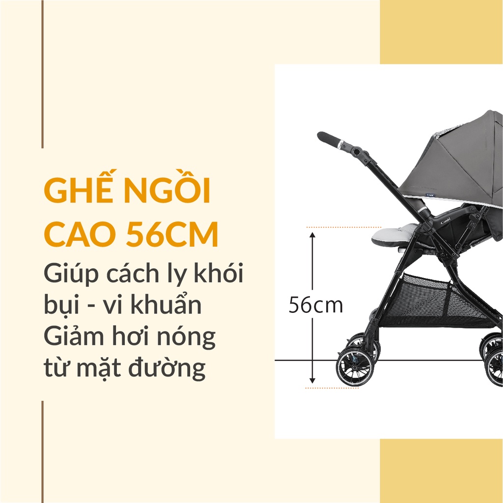 Xe đẩy Combi Sugocal Compact 4 bánh quay tự động