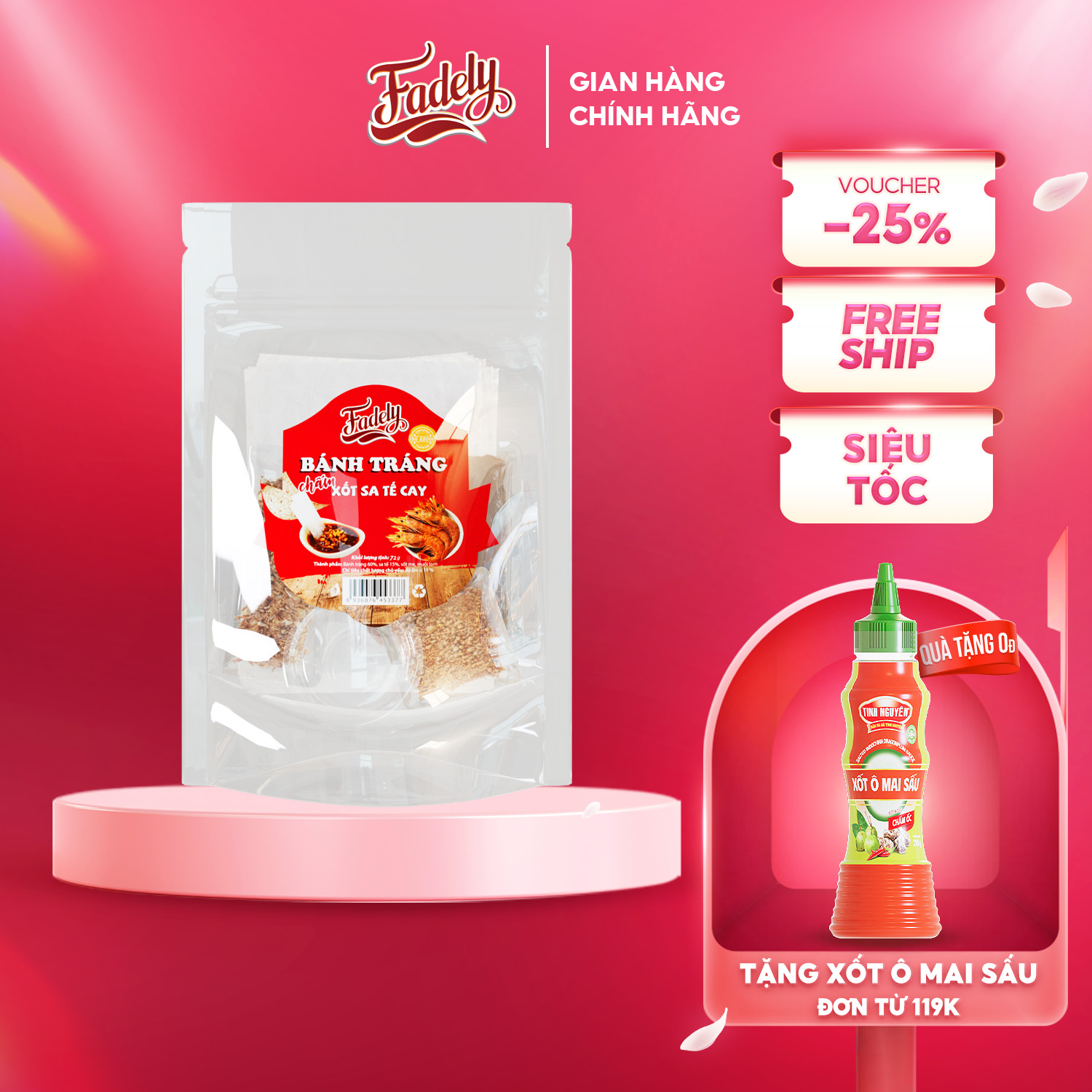 Bánh Tráng Chấm Xốt Sa Tế Cay Fadely (72g)