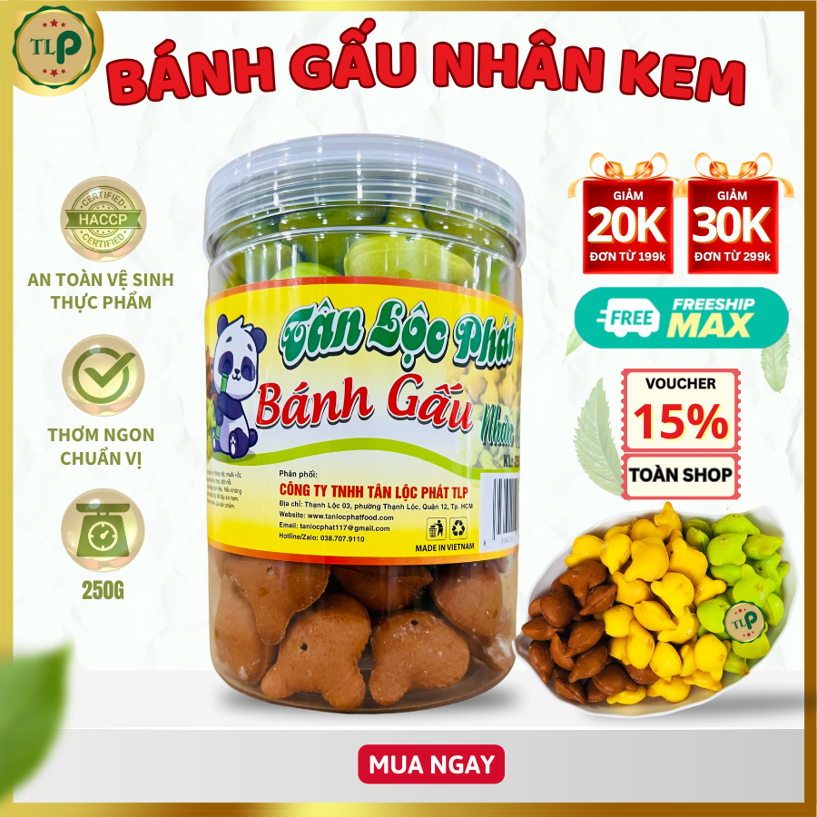 Bánh gấu nhân kem tân lộc phát - hộp 250g