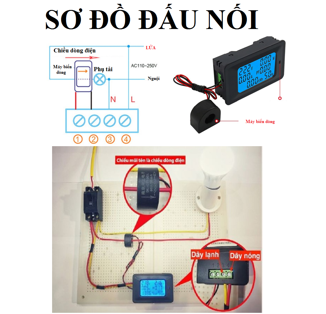 Thiết bị đo công suất 100A công tơ điện tử