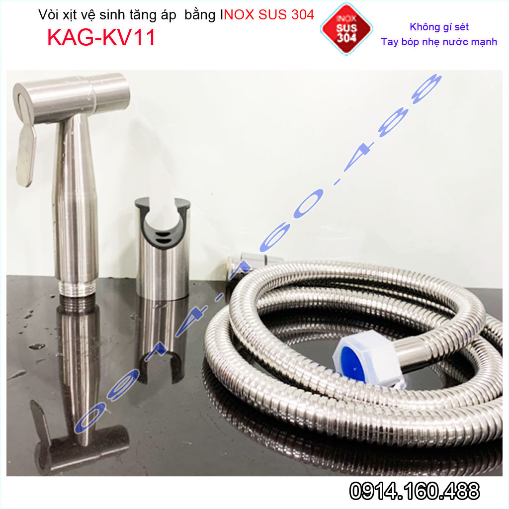 [HCM]Vòi xịt vệ sinh KAG-KV11 SUS304, xịt rửa bồn cầu inox mờ tia nước mạnh chịu áp cao lực chung cư siêu bền sử dụng tốt