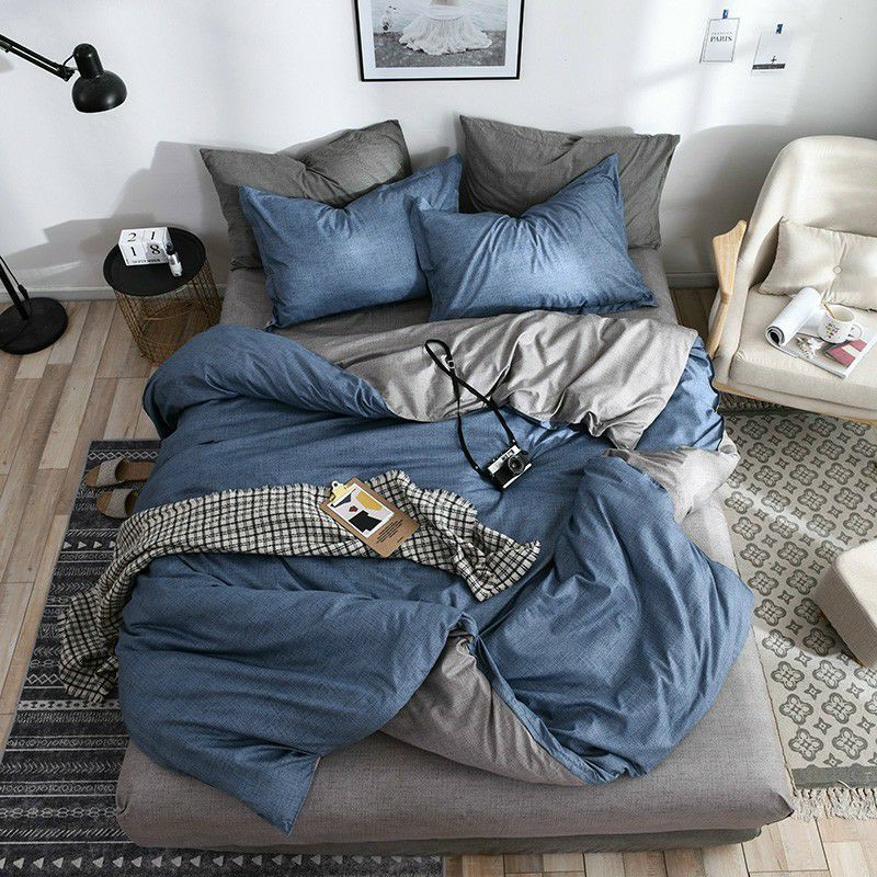Bộ Chăn Ga Gối Xanh Xước Cotton Poly Bộ Chăn Ga Gối Cao Cấp Nhập Khẩu 5 Món, 4 Món Sản Phẩm Chăn Ga Gối Nệm Dùng 4 Mùa