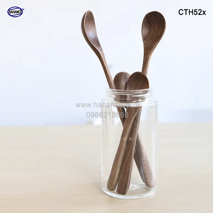 Thìa cafe mini gỗ Óc Chó nhập khẩu Mỹ, thìa xuất Nhật - CTH522 - HAHANCO (Walnut) Phụ kiện thìa gỗ vừa sử dụng chụp ảnh hoặc decor trang trí cho nhà hàng, món ăn