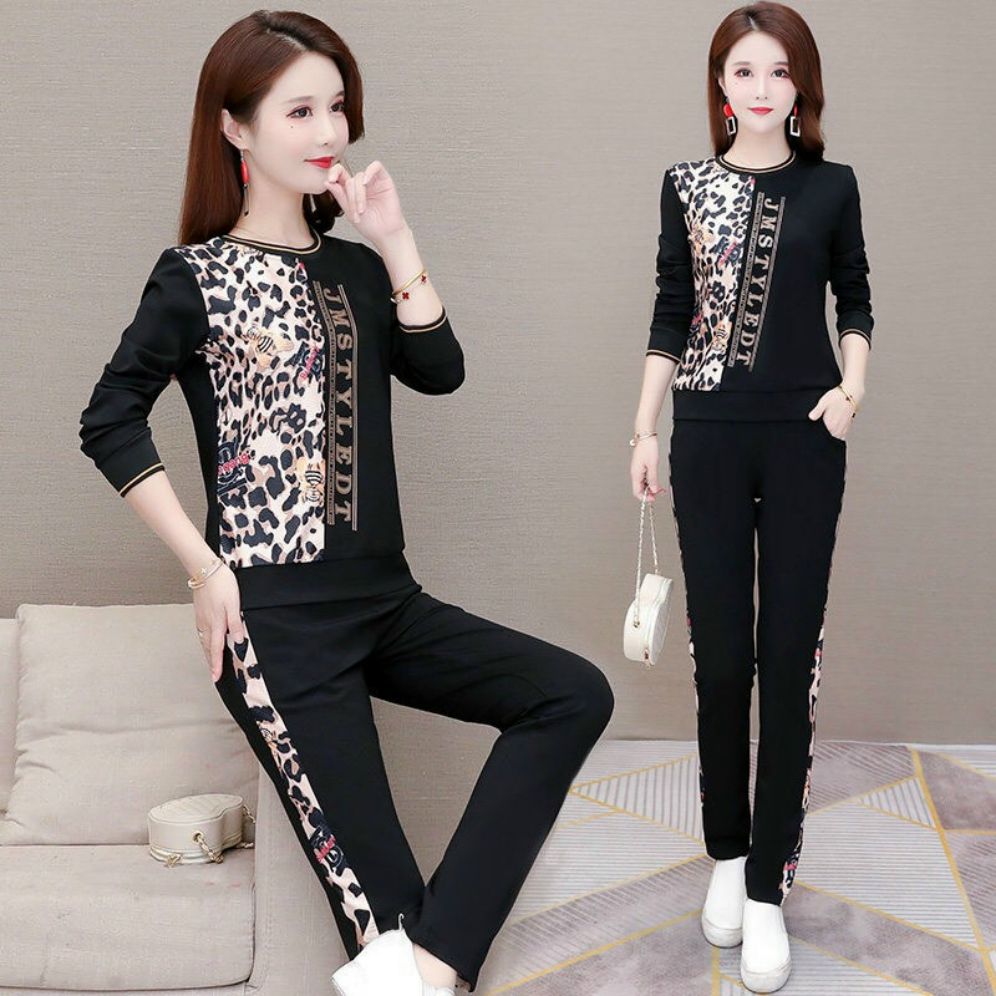Đô bộ thể thao thu đông cao cấp nữ phối họa tiết độc đáo, bộ đồ thun cotton quần dài áo tay dài mặc ơ nhà mùa đông ấm áp, đồ bộ dạo phố bigsize sang trọng