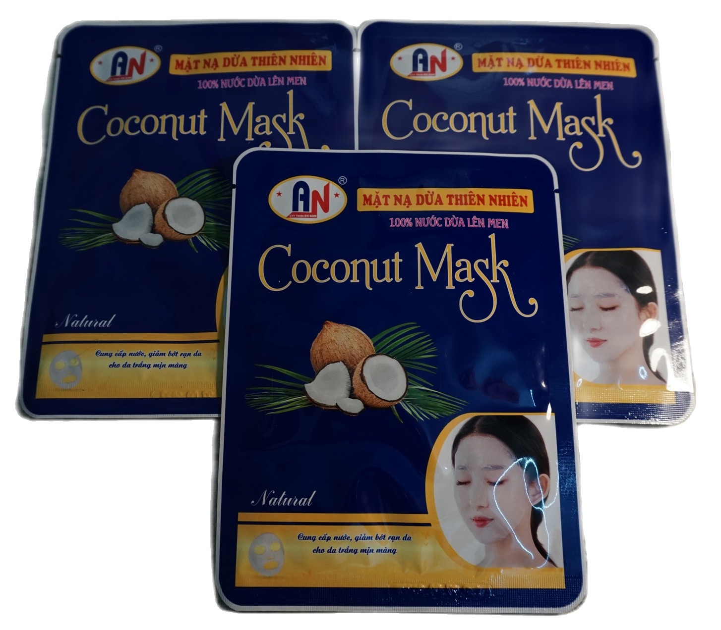 3 miếng mặt nạ dừa thiên nhiên