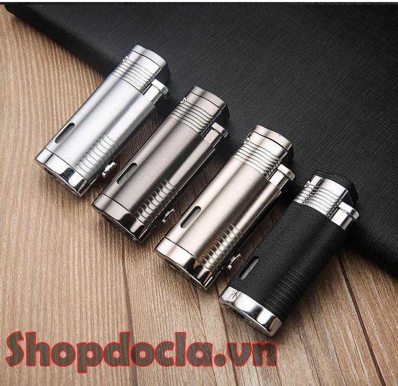 Bật Lửa Khò Honest 3 Tia Kèm Đục Cao Cấp (Có Hộp) , bật lửa honest , bat lua 3 tia , bật lửa châm cigas