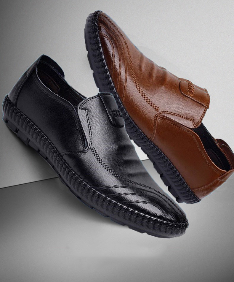 Pu Leather Men's Loafers with E3 Logo in Classic Color