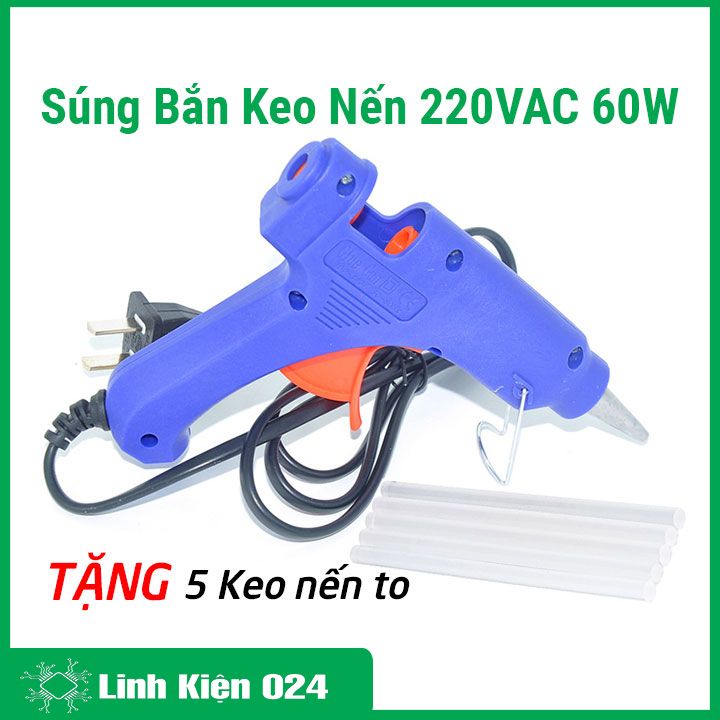 Súng bắn keo nến 220vac 60w tặng 5 cây keo nến đốt lớn 10mm