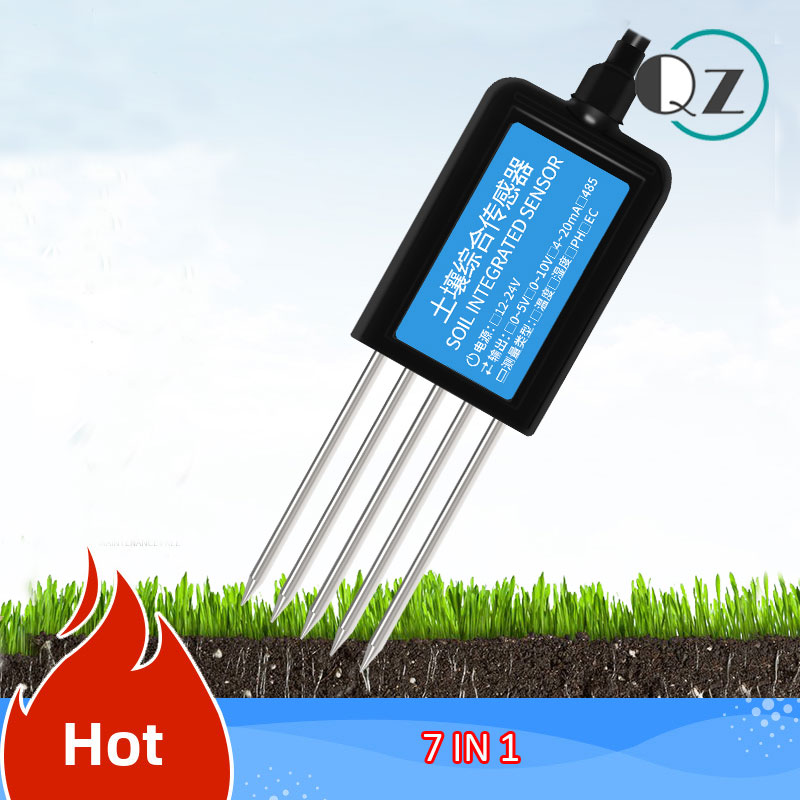 7 trong 1 đất cảm biến RS485 nhiệt độ độ ẩm độ dẫn Nitơ phốt pho kali PH cảm biến đất khả năng sinh sản Tester FDR