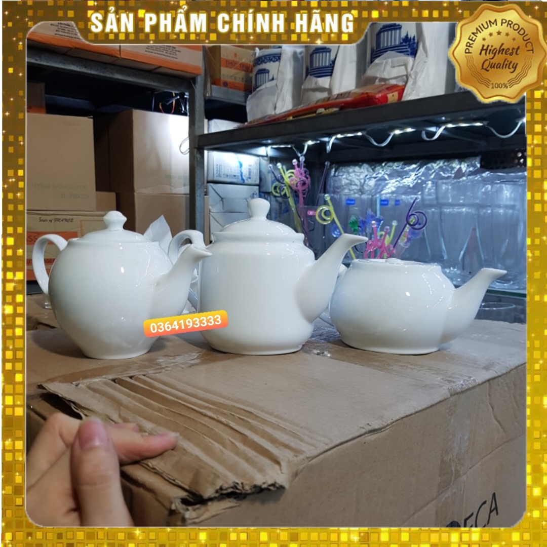 Ấm pha trà sứ trắng 500ml