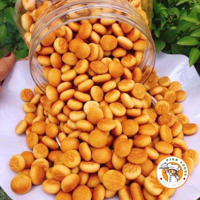 Bánh Hạt Ngọc (Bánh Nút/ Bánh Quy Giòn) Lon 250gr- đồ ăn vặt