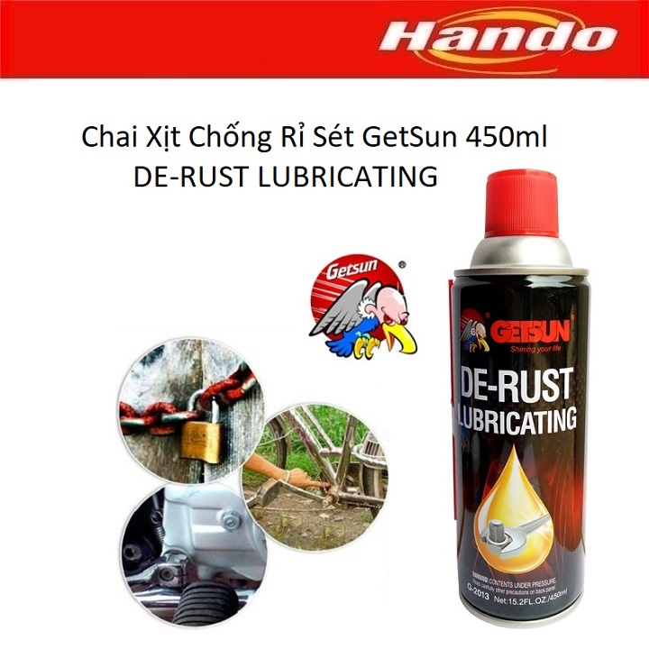 Chai xịt chống rỉ sét Getsun Hando 450ml (bôi trơn, tháo ren, chống rỉ) HD117