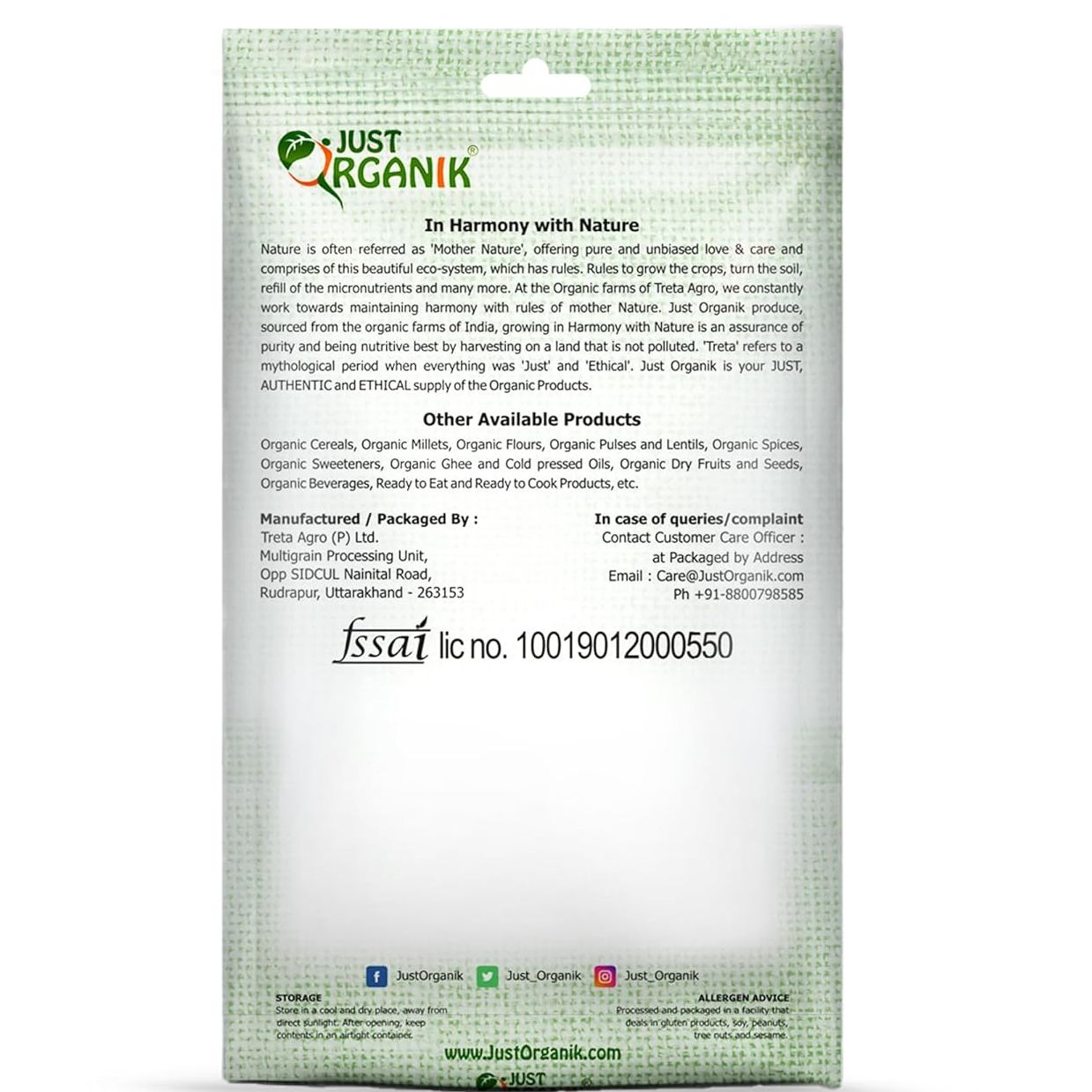 Just Organik White Quinoa 500g