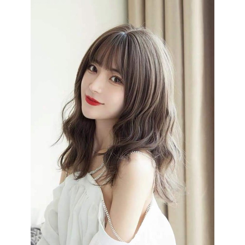 Tóc giả nữ nguyên đầu xoăn mới t60f