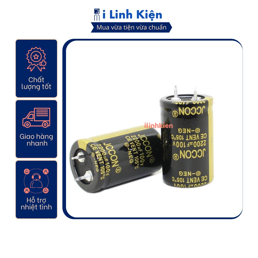 Tụ hóa 100v 2200uf-10000uf chân cứng jccon audio
