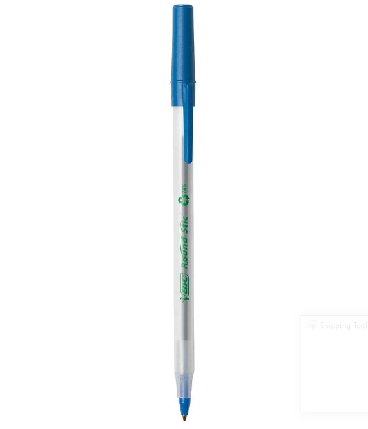[HCM]COMBO 4 BÚT BI BIC Ecolutions Round Stic Ballpoint Pen Tapping MỰC XANH THÂN TRẮNG MỜ