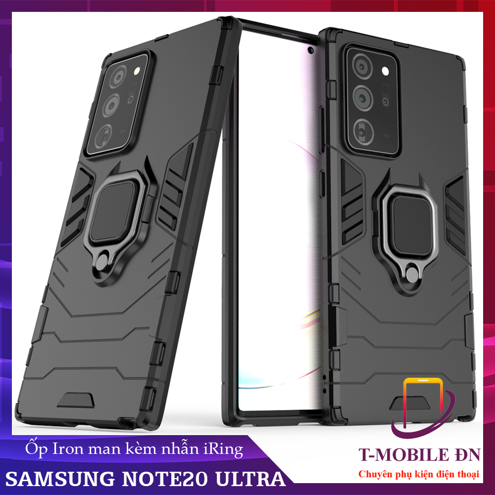 Ốp lưng Samsung Note 20 Note 20 Ultra chống sốc iron man kèm nhẫn iring Bảo vệ camera và chống xem video tiện lợi