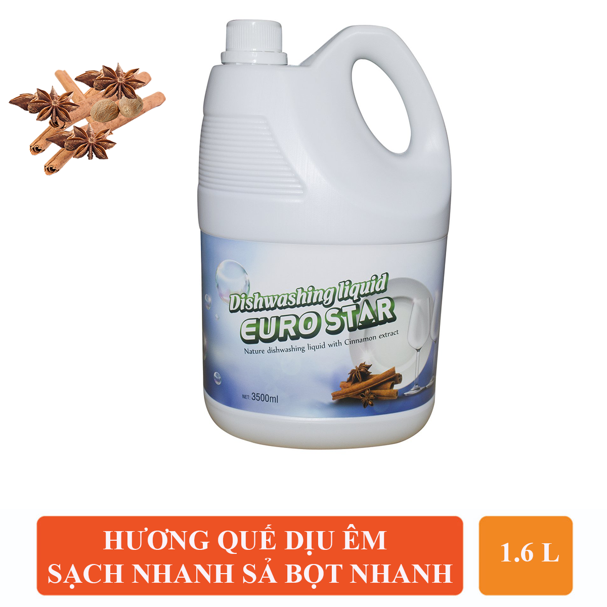 Nước rửa chén EuroStar hương quế 1600ml