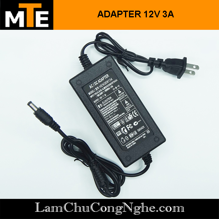 Nguồn adapter 12V 3A jack DC 5.5x2.1mm