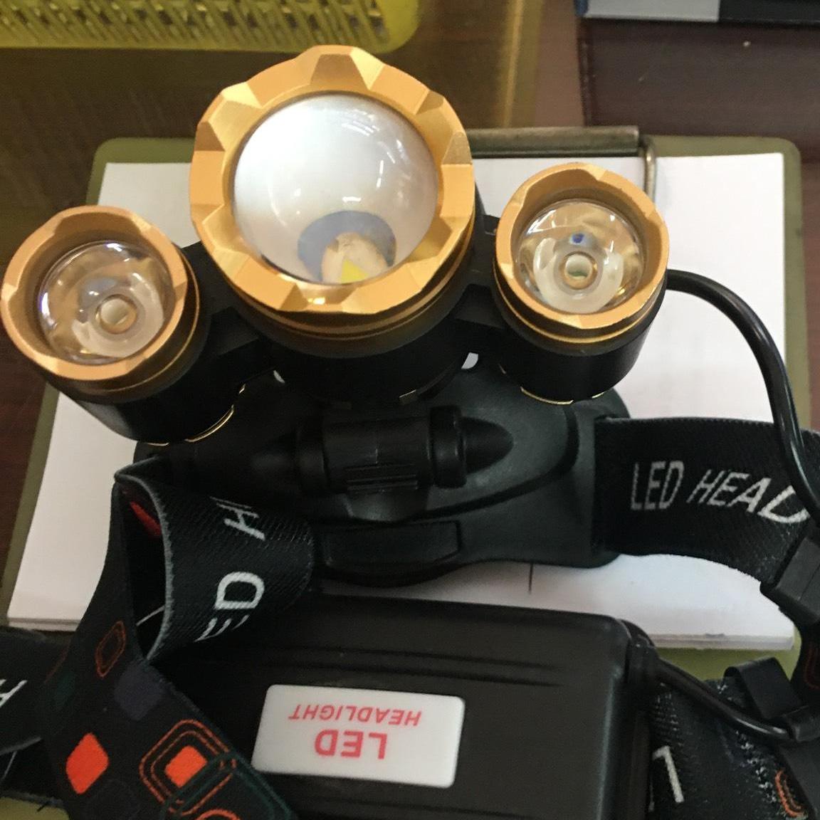 [HCM]Đèn pin đội 3 bóng siêu sáng T6 hiệu UtraFire có zom