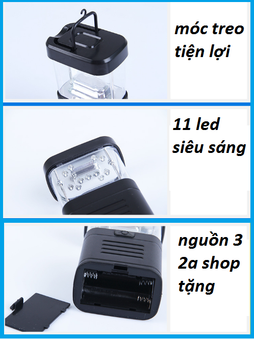 (không kèm pin) ĐÈN  NGOÀI TRỜI  CÂM TAY ĐA NĂNG 11 LED SIÊU SÁNG - đèn pin siêu sáng  -  đèn bão - đèn ngoài trời -den pin - den cam tay mini