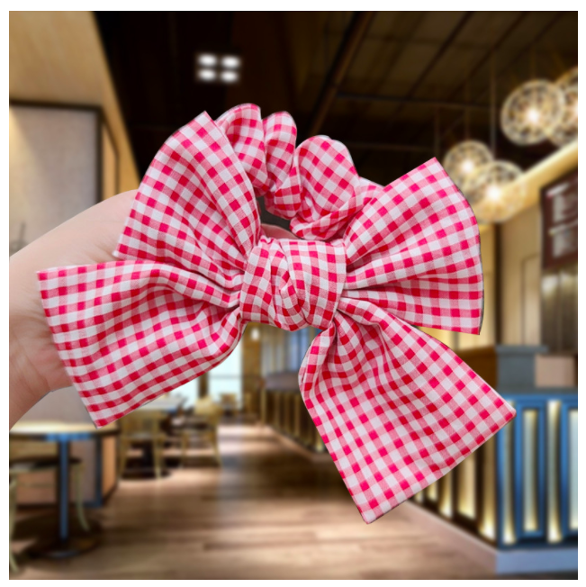 [HCM]Kẹp Tóc Hình Nơ Họa Tiết Caro Phong Cách Retro  NƠ HOA NHÍ CARO VINTAGE HÀN QUỐC