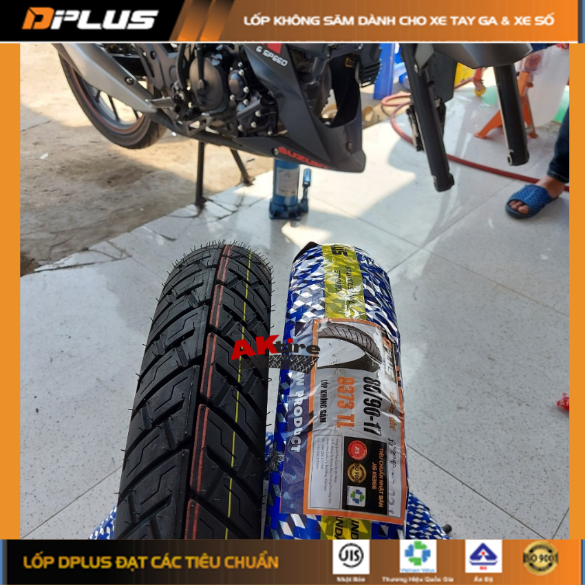 Lốp(vỏ) DPLUS 80/90-17/D373 KHÔNG SĂM(RUỘT) Dành cho Sau FutureNeo, Wave RS...