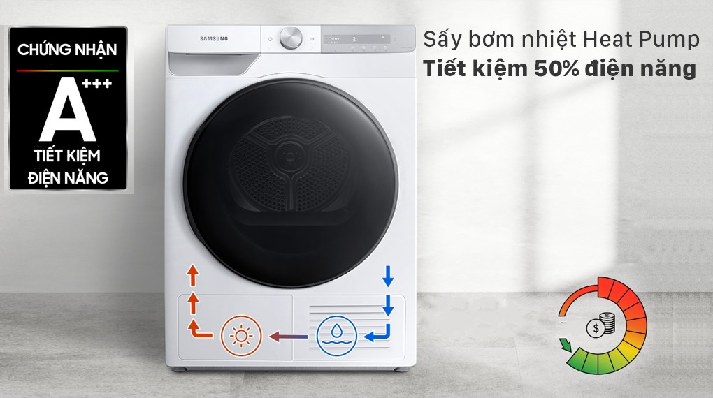 [TRẢ GÓP 0%] Máy sấy bơm nhiệt Samsung 9 kg DV90T7240BH/SV (Giá áp dụng giao tại HN, HCM& các tỉnh liên hệ shop)