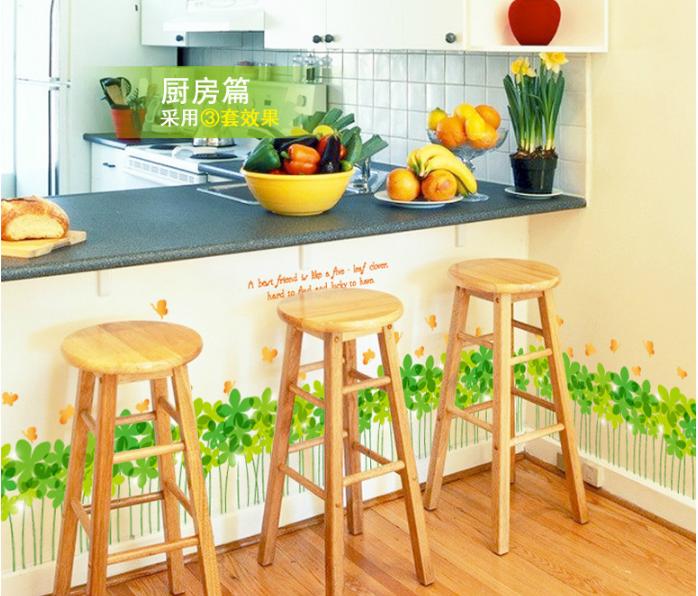 [HCM]Decal trang trí chân tường Cỏ May Mắn xanh