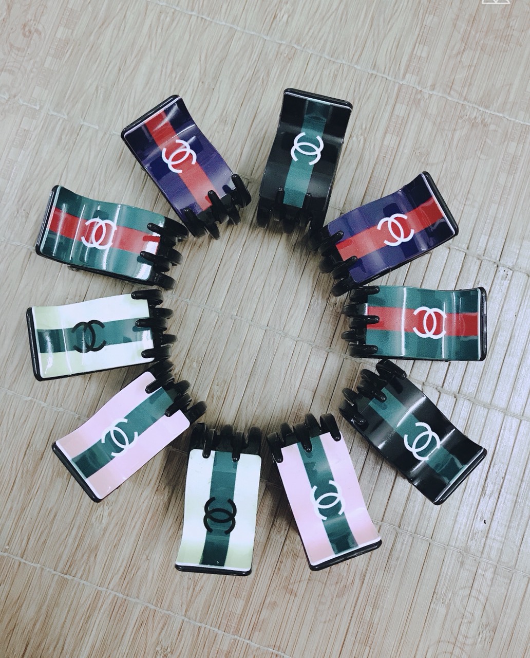 Kẹp tóc càng cua 3 răng 5 răng kẻ trơn bóng