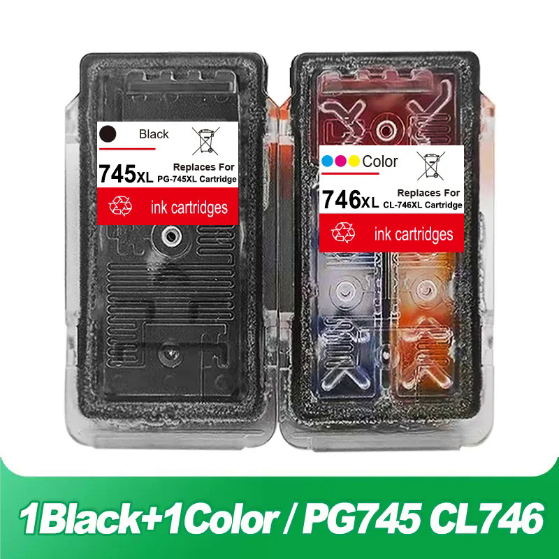 Pg 745 đen cl 746 hộp mực màu tái sản xuất cho canon pixma ip2870s mg2570s mg2577s mg3070s ts207 ts307
