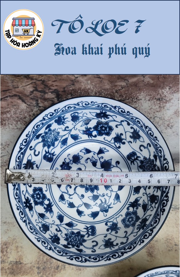 TÔ LOE GỐM SỨ 4D HOA KHAI PHÚ QUÝ ĐỦ SIZE ( 6 ,7, 8)