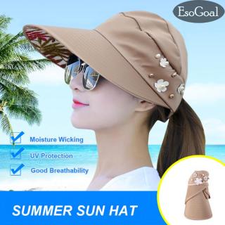 EsoGoal Mũ Nữ Summer Sun Hats Women Caps Nón cói chống nắng vành rộng Hat Ladies Sun Visor Cap Chống nắng Có thể gập lại Cuộn lên Floppy Hat cho bãi biển thumbnail