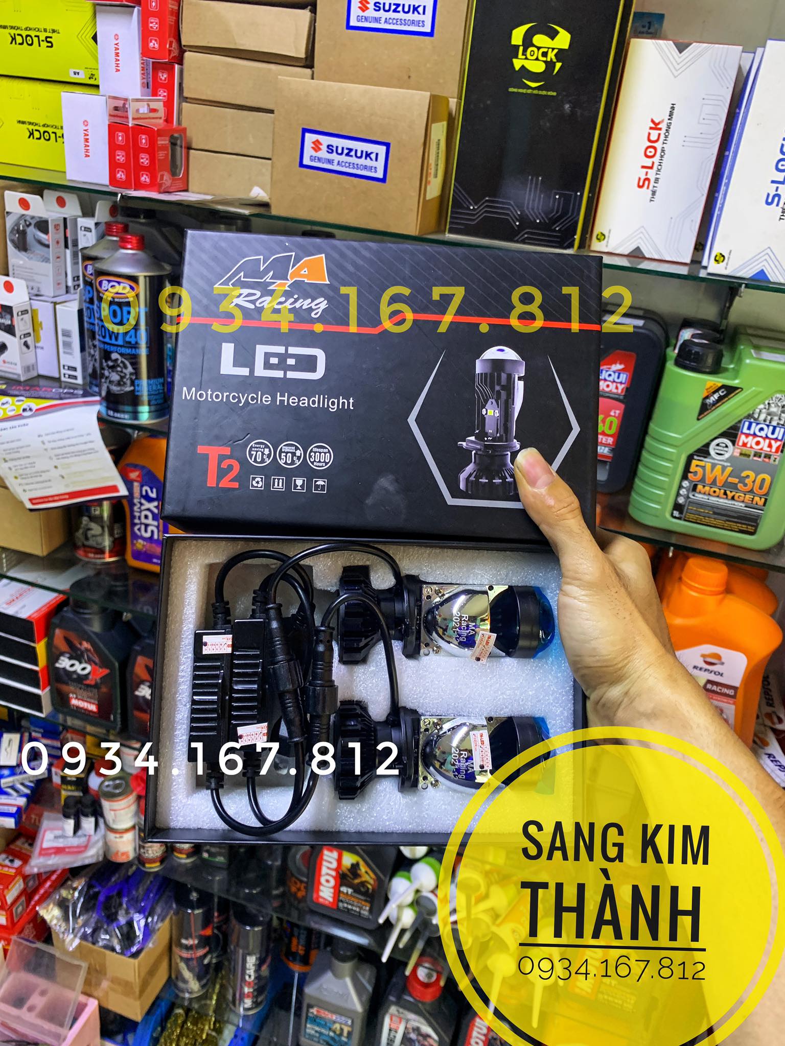 Đèn led bi mini t2 ma racing chân h4 chính hãng