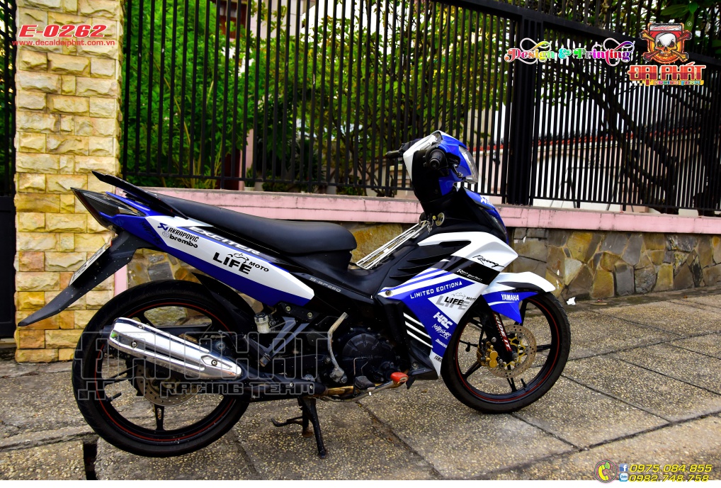 Tem Trùm Xe Exciter 135 Trắng Xanh