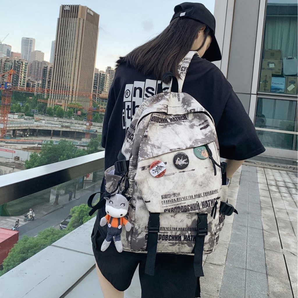 Balo nam nữ Ulzzang đi học cỡ lớn cho học sinh sinh viên họa tiết Unisex Style Hàn Quốc TC22