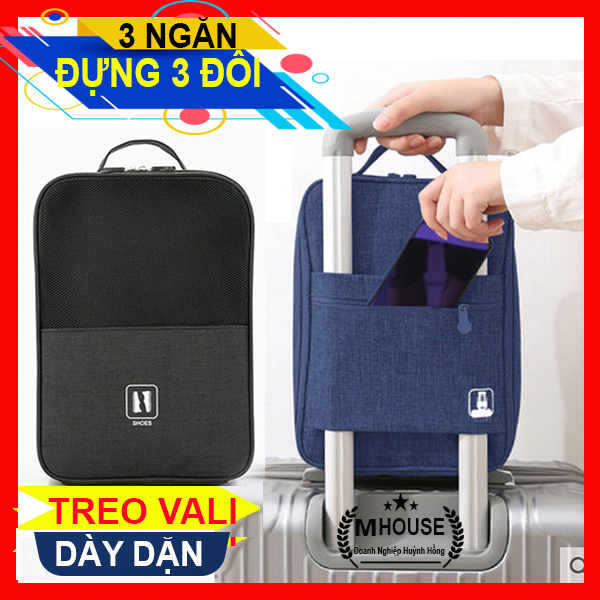 HCMTúi Đựng Giày 3 Ngăn Móc Gài Tay Kéo Vali