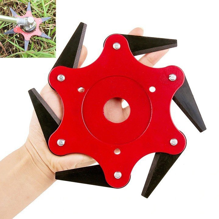 Lưỡi cắt cỏ - lưỡi dao máy cắt cỏ hợp kim 6 cánh - Thép Mangan không gỉ - Lưỡi xoay 360 độ