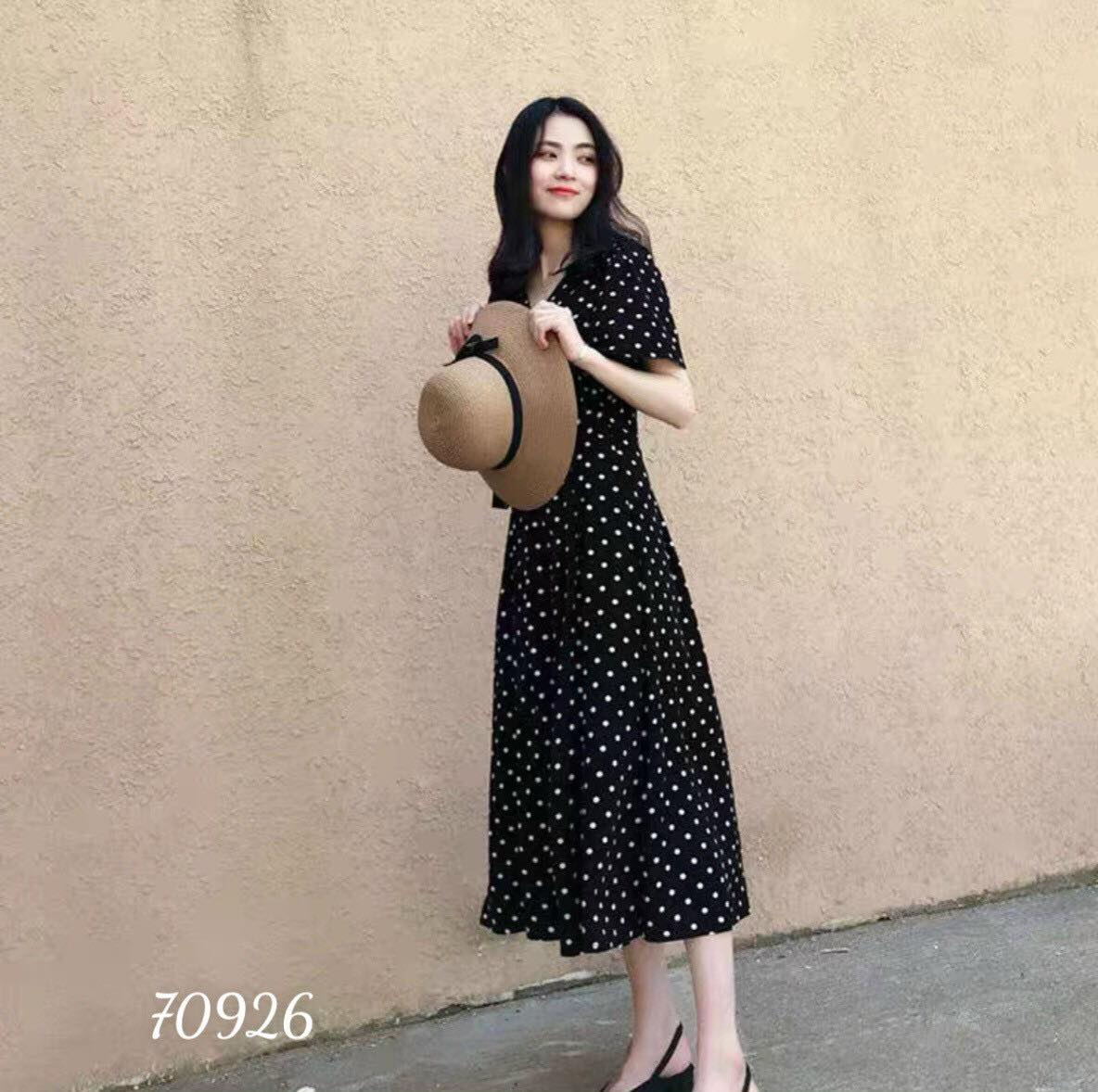 Đầm suông lụa bi thắt nơ siêu dễ thương-d01