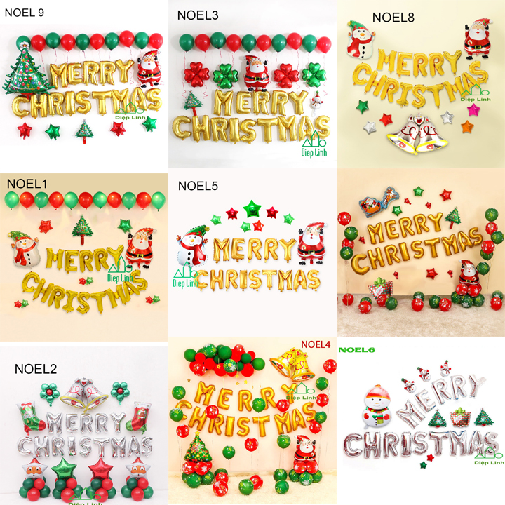 [HCM]Sét Bóng Trang Trí Chủ Đề Giáng Sinh Noel