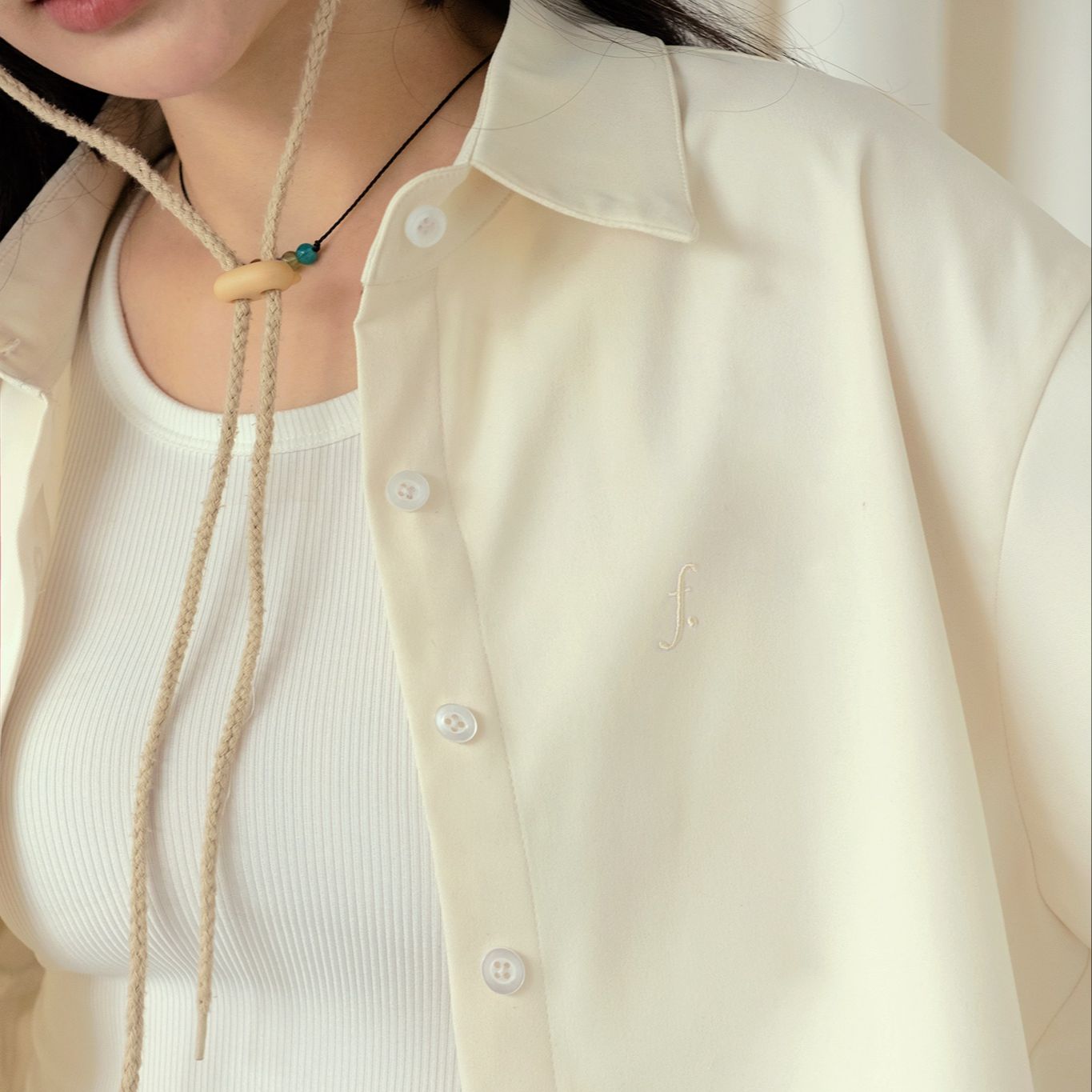 Áo sơ mi dáng croptop NAKED by V - Basic Cropped Shirt