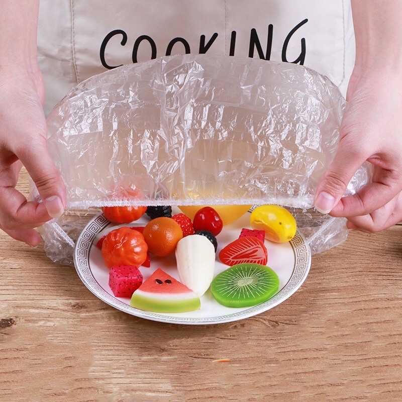 Set 100 màng bọc thực phẩm túi gấu có chun- Màng bọc pe co giãn